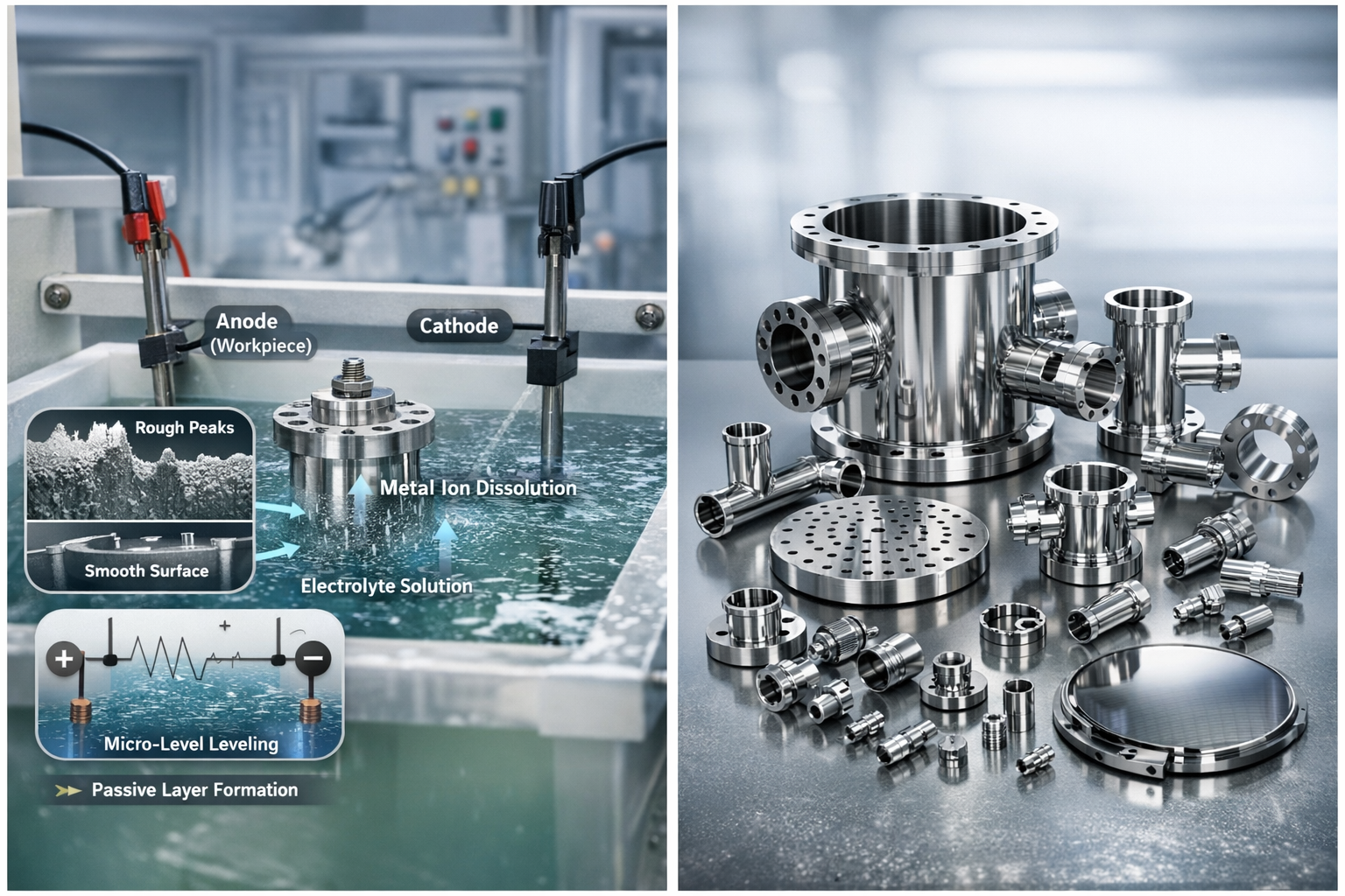 Electropolished Surface → 電解拋光表面 Electropolishing Process → 電解拋光製程 EP Finish → 電解拋光處理（EP處理）